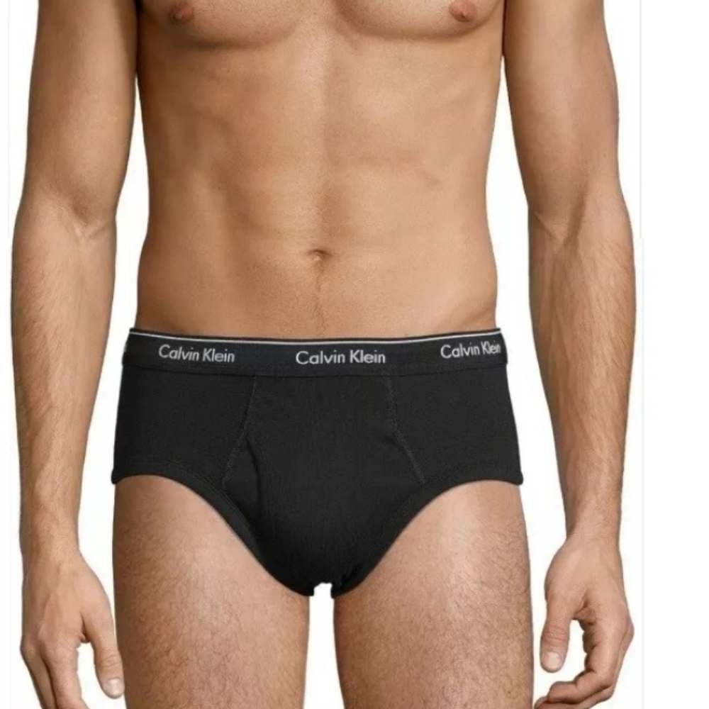 Calvin Klein Black 3-pack Cotton Stretch Hip Briefs Underwear Large 36"-38" New - Picture 2 of 3